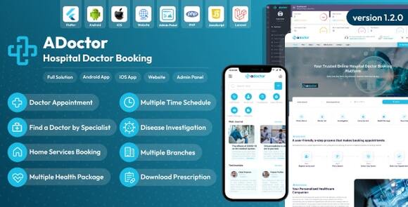 Doctor Hospital Doctor Booking Android and iOS App Website Admin Panel