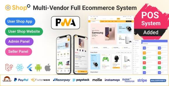 Shopo eCommerce Multivendor eCommerce Flutter App with Admin Panel Website and PWA