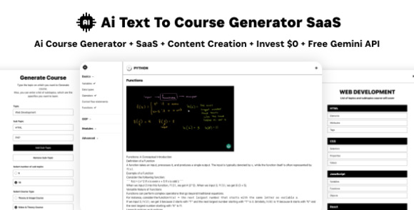 Ai Course Generator Text to Course SaaS Ai Video and Image Content