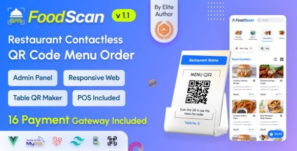 FoodScan QR Code Restaurant Menu Maker and Contactless Table Ordering with POS