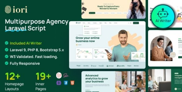 Iori Business Website for Company Agency Startup with AI Writer Tool