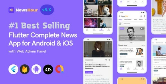 News Hour Flutter News App for Android and iOS with Admin Panel