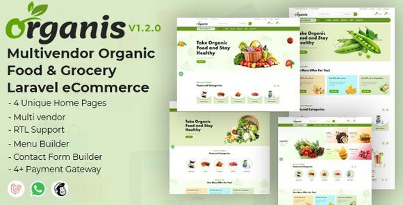 Organis Multivendor Organic Food and Grocery Laravel eCommerce