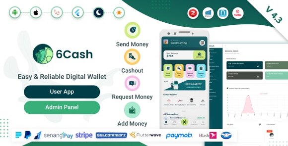 6Cash Digital Wallet Mobile App with Laravel Admin Panel