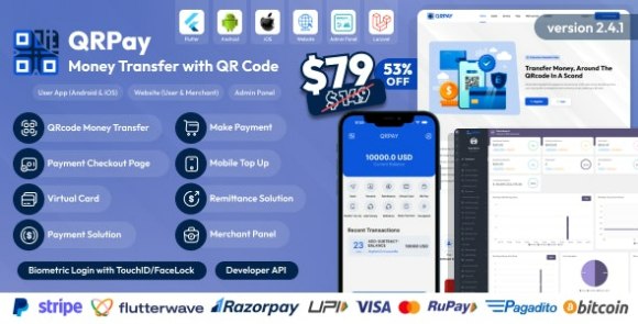 QRPay Money Transfer with QR Code Full Solution App Source