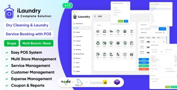 iLaundry Dry Cleaning Laundry Service Booking with POS Script