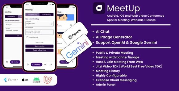 MeetUp Android iOS and Web Video Conference App for Meeting