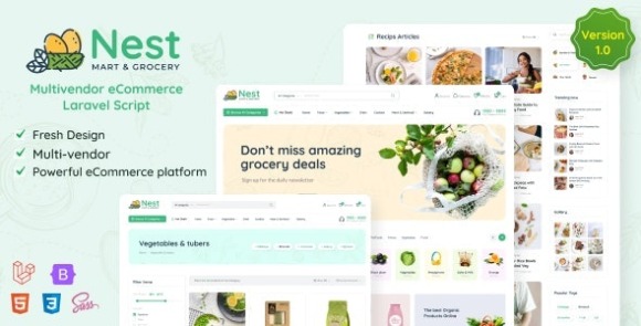 Nest Multivendor Organic Grocery Laravel eCommerce Nulled