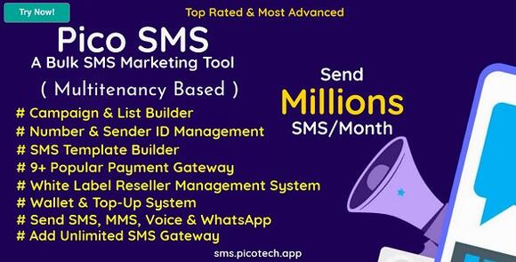 PicoSMS A Bulk SMS Marketing Tool Nulled Script