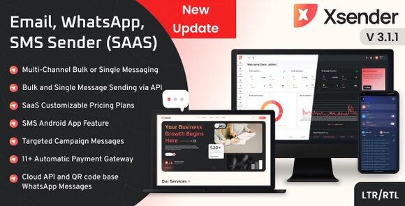 XSender Bulk Email SMS and WhatsApp Messaging Application Nulled