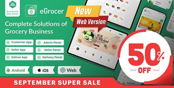 eGrocer Online Multi Vendor Grocery Store eCommerce Marketplace Flutter Full App with Admin Panel