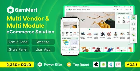 6amMart Multivendor Food Grocery eCommerce Delivery App with Website