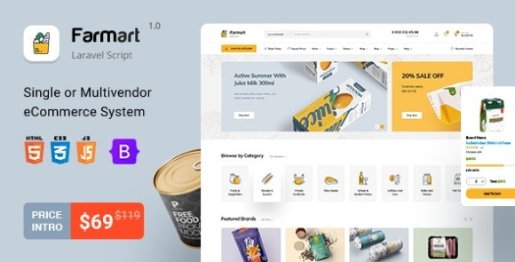 Farmart Single Multivendor Laravel eCommerce System