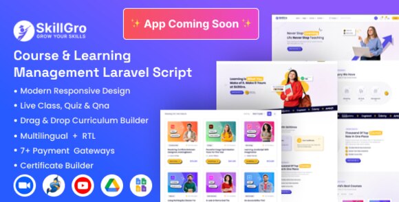 SkillGro Course and Learning Management System Laravel Script